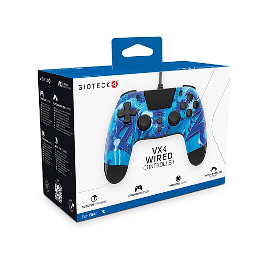 Controller Cu Wire Gioteck Vx-4 Premium Blue Ps4