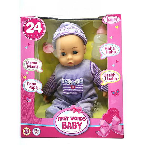Doll Bayer First Words Baby Purple 38 Cm (93826aa)