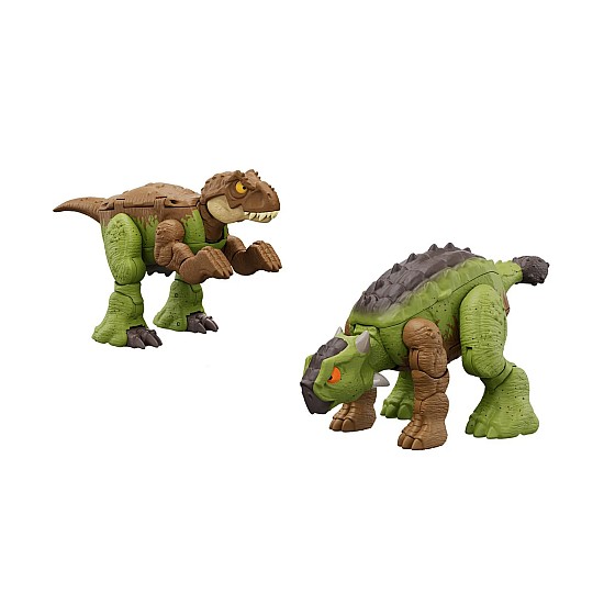 Jurassic World Fierce Changers Double Danger - Tyrannosaurus Rex Ankylosaurus Brown (hlp06)