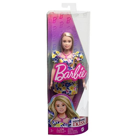Doll Barbie Fashionistas Down Syndrome Wearing Floral Dress (hjt05)