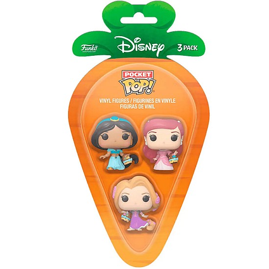 3 Pack Carrot Pocket Pop Princess Jasmine Rapunzel Ariel