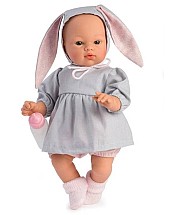 Asi Koke Doll In Gray Dress With A Hood With Rabbit Ears