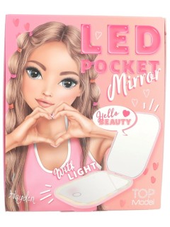 Topmodel Foldable Pocket Mirror With Led Pink